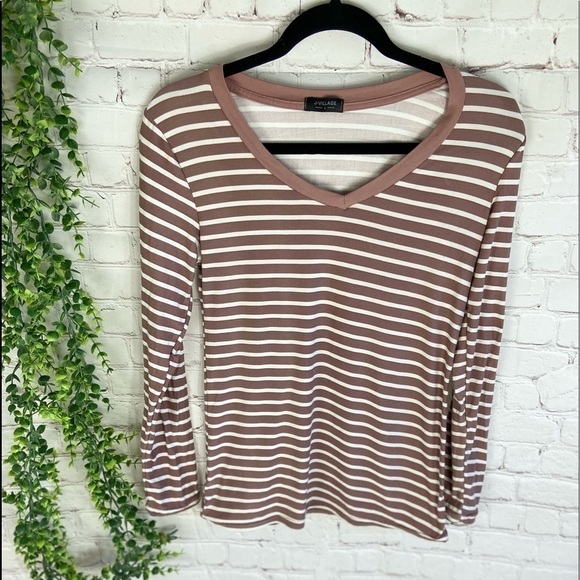 𝅺J Village Striped Long Sleeve Tee L - Picture 1 of 3